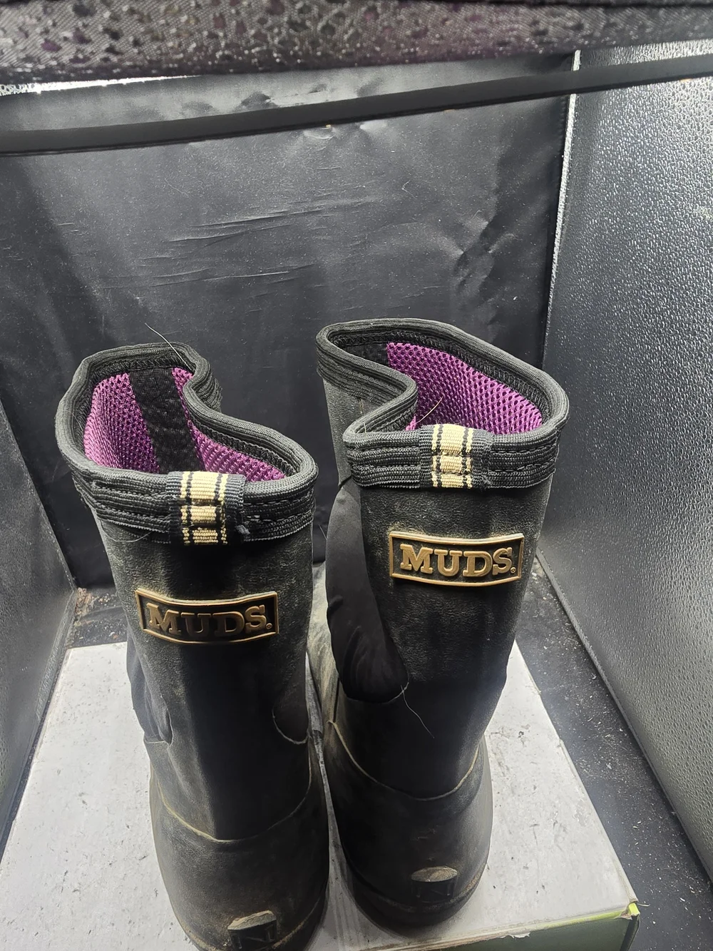 Women's Black Winter Rain Boots with Purple Lining